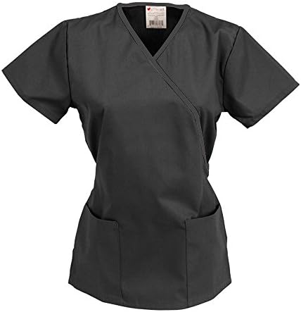 Allstar Uniforms Women's Mock Wrap Solid Scrub Top XXX-Large Pewter