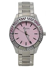 Fossil Stainless Steel Crystals Pink Face Womens Watch