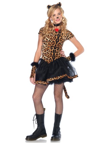 Leg Avenue Women's 4 Piece Wicked Wildcat Tutu Dress With Tail And Headband, Leopard, Medium/Large