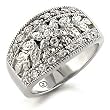 Rhodium-Plated Brass Ring Lined with Clear CZ - Size: 5-10
