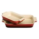 Le Creuset Stoneware 1-1/4-Quart Rectangular Baker with Bonus 16-Ounce Rectangular Baker, Cherry Red