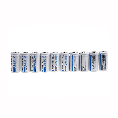 ON THE WAY®10x CR123A 16340 2000mAh Li-ion 3.7v Rechargeable Battery for Laser Pointer and Flashlight