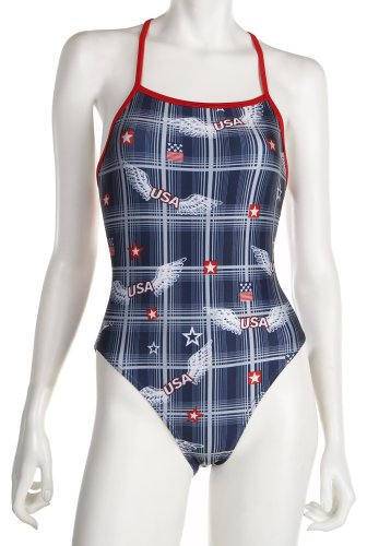 Speedo Women's Olympic Americana Flipturns Criss Cross Back One Piece Swimsuit