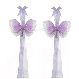 Purple Multi Layered Butterfly Curtain Tieback Pair Set tiebacks holder sheer tie backs nylon nursery bedroom girls room ceiling wall decor wedding birthday party baby bridal sh