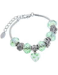 Charmed Feelings Murano Style Glass Charms Bracelet; 7.5" + 1.5" Extender"