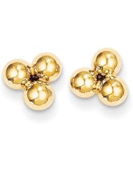 MadiK® Childrens 14k Yellow Gold Polished 3 Bead Post Stud Earrings