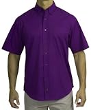 Short Sleeve Purple Dress Shirt, Wrinkle Resistant, Button Down