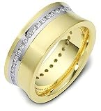 8mm Titanium & 14 Karat Yellow Gold 38 Diamond Wedding Band