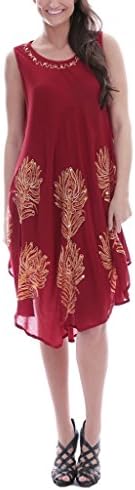 Women's Paisley Embroidered Dresses, 096-Burgundy