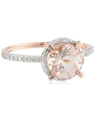 10k Rose Gold Morganite and Diamond Round Shaped Ring (0.05 cttw GH, Color, I1-I2 Clarity)