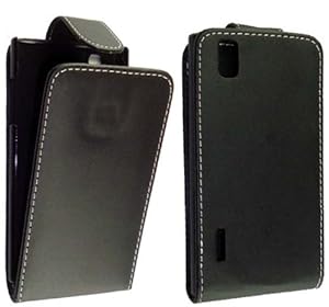 FOR LG PRADA 3.0 P940 STYLISH SMOOTH BLACK LEATHER FLIP CASE COVER POUCH