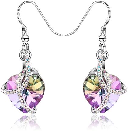Swarovski Crystals earrings "Heart of my love" with Giftbox - Purple By Charm Jewels