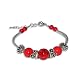 8-Inch Silver Flower Red Coral Link Bracelet Chain Jewellery - Red & Silver