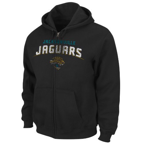 NFL Jacksonville Jaguars Touchbck III Full Zip Jacket Adult Long Sleeved Fullzip Hooded Fleece, Black, Small
