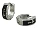 Stainless Steel Cross on Black Ear Huggie Hoop Earrings