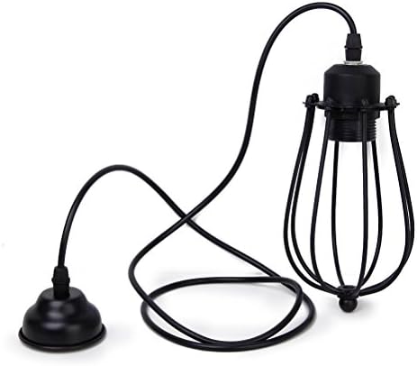 Foxnovo E27 Retro Style Ceiling Pendant Light Shade Cage Chandelier Lampshade Lamp Shade (Black)