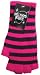 HOT PINK AND BLACK STRIPED FINGERLESS KNIT GLOVES