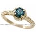 0.90ct Fancy Blue Diamond Engagement Ring 14k Yellow Gold Antique Style