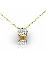 14KT Yellow Gold Beautiful Round Illusion Style Diamond Pendant. 1/2 CTW