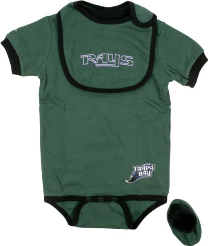 Tampa Bay Rays Green Baby Bib and Bootie Creeper Set
