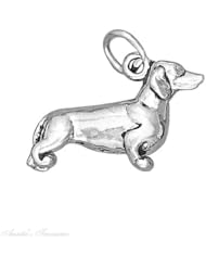Sterling Silver 3D Daschund Pet Dog Breed Animal Charm