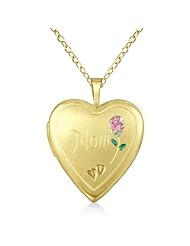 Heart Shaped Locket Style Pendant Necklace With Flower Engraving For Women 14K Yellow Gold Vermele