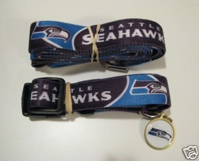 Seattle Seahawks Dog Pet Set Leash Collar ID Tag XS