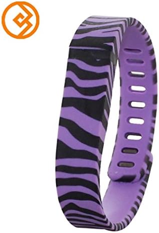 Bandcase New Style Zebra Print Set Size Large L or Size Small S Multicolor Leopard Combinational Replacement Bands with Metal Clasps for Fitbit Flex Only No Tracker/ Wireless Activity Bracelet Sport Wristband Fit Bit Flex Bracelet Sport Arm Band Armband (Purple, Large)