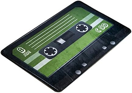 QianHai 40x60 cm Non-slip Area Rug Pad , Nostalgic Retro Tape Printed Floor Carpet Mat for Bedroom Kitchen Bathroom (black&amp;green)