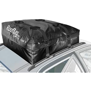 Roofbag 15 cu. ft. BK - WW-r-15-BK - Fully Waterproof Car Top Carrier for cars WITH Rack Includes 2 Straps for Rack, Storage Pouch,and non-Scratch non-slip Protective Mat