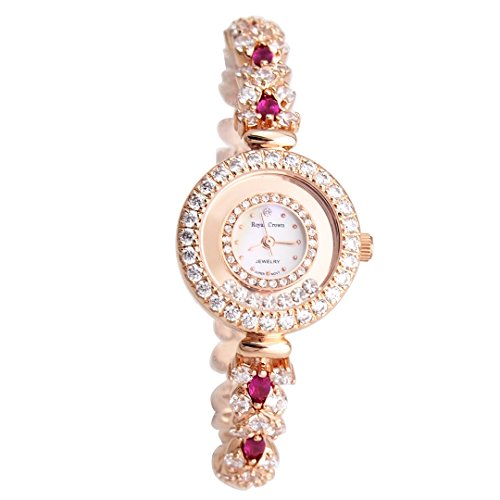 Royal Crown Women s Bracelet Watches Luxury Gold Langii Rg5308b18 Pink CZ Stone