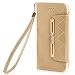 ACO-UINT iPhone SE 5s Wallet Case,iPhone SE 5s 5 Case,Deluxe Grid Wallet Leather Case,Folio Flip Bling Diamond Cover Strap Case for iPhone 5s 5 SE Golden