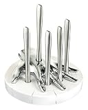 Five Finger Fillet Pen Holder, White Base / Silver Hand with custom made pens