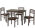Furniture online: Walker Edison 5-Piece Basic Solid Wood Dining Set, Espresso