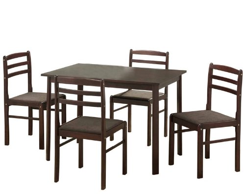 Best Price Walker Edison 5-Piece Basic Wood Dining Set, Espresso