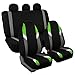 FH Group Automotive Protector Seat Covers Universal Fit Full Supreme Modernistic Green Set Seat Covers, 1-Piece Front Seat Covers, Airbag Compatible, Split Bench Rear Car Seat Cover for SUV, Sedan