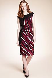 Secret Support™ Slash Neck Abstract Print Dress