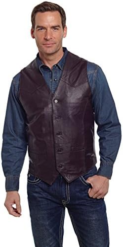 Cripple Creek Mens Chocolate Genuine Leather Western Tall Button Front Vest XLT