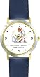Old Mother Hubbard & Her Dog - from Mother Goose by Artist: Sylvia Long - WATCHBUDDY&reg; DELUXE TWO-TONE THEME WATCH - Arabic Numbers - Blue Leather Strap-Size-Large ( Men's Size or Jumbo Women's Size )