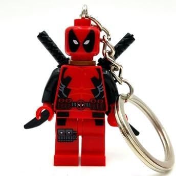 Deadpool Red Suit X-Men Super Hero Avenger Key Chain Ring MiniFigure Building Bricks Blocks Mini Figure Minifig