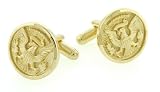 JJ Weston yellow gold plated presidential seal cufflinks with presentation box. Made in the U.S.A