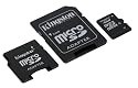 Kingston - Carte micro SDHC - Class 4 - avec 2 adaptateurs - 4 Go