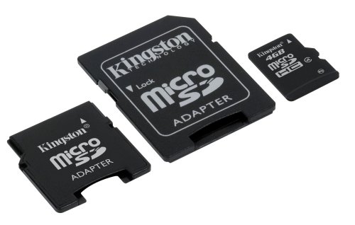 Kingston 4 GB Class 4 microSDHC Flash Memory Card with SD & miniSD Adapters SDC4/4GB-2ADP