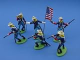 Indian Wars, US 7th Cavalry Regiment Fighting on Foot, Hand Painted 54mm Toy Soldiers and Playset Figures, General George Custer and the American West Britains Deetail DSG