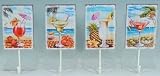 Set of 4 Decorative Wooden Handcrafted Tropical Cocktail Towel Hooks