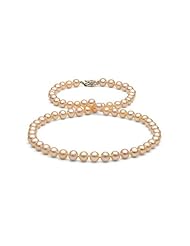 Peach/Pink Freshwater Pearl Necklace: 18" 6-7mm AA+