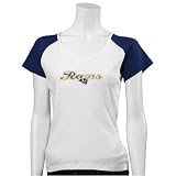 St. Louis Rams Tee Shirts : St. Louis Rams Ladies White Scripted Logo Raglan Tee Shirts