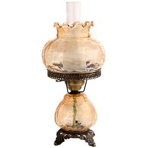 Amber Crackle Student Shade Night Light Hurricane Table Lamp by Universal Lighting and Decor
