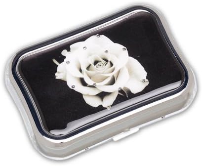 White Rose Flower Designer Contact Lens Case
