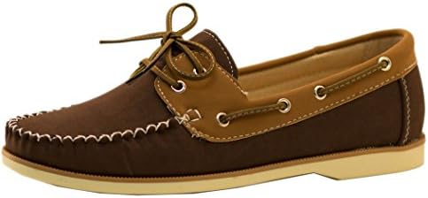 First Fashion Women's Slip on Loafer Boat Shoes (8.5 B(M) US, Brown/Camel)